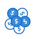 Carrera Software | A cluster of blue and white coins with dollar signs in the center, arranged in an overlapping circular pattern on a white background, symbolizes value—a perfect fit for showcasing a top teamviewer alternative.