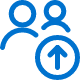 Carrera Software | Blue icon of two user silhouettes, one in front and one behind, with an upward-pointing arrow inside a circle in the lower right, suggesting adding or promoting a user. - Splashtop Remote Desktop - South Africa Carrera Software | Blue icon of two user silhouettes, one in front and one behind, with an upward-pointing arrow inside a circle in the lower right, suggesting adding or promoting a user.