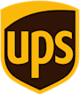 Carrera Software | UPS logo featuring yellow "ups" letters on a brown shield with a yellow border.
