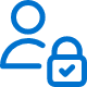 Carrera Software | Blue outline icon of a person next to a padlock with a checkmark, representing account security or user privacy. - Splashtop Remote Desktop - South Africa Carrera Software | Blue outline icon of a person next to a padlock with a checkmark, representing account security or user privacy.