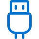 Carrera Software | Blue icon of a USB connector facing upward, showing the rectangular plug and two short lines representing the metal contacts. - Splashtop Remote Desktop - South Africa Carrera Software | Blue icon of a USB connector facing upward, showing the rectangular plug and two short lines representing the metal contacts.