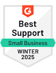 Carrera Software | G2 award badge with the text: "Best Support Small Business Winter 2025," showcasing Splashtop On Prem’s top-rated application support.